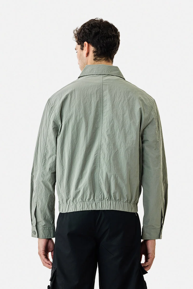 SNITCH Green Crushed Bomber Jacket for Men | Best Price UAE